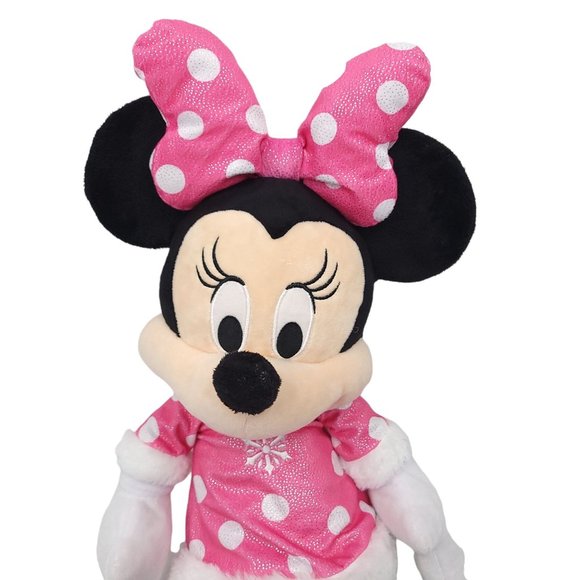 Disney Minnie Mouse Plush Doll 24" Stuffed Animal Toy Pink Polka Dot Snowflake - Picture 5 of 12